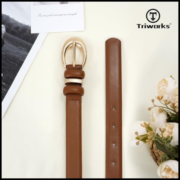 3 Pack Women\'s Faux Leather Belt with Gold Buckle for Jeans Pants
